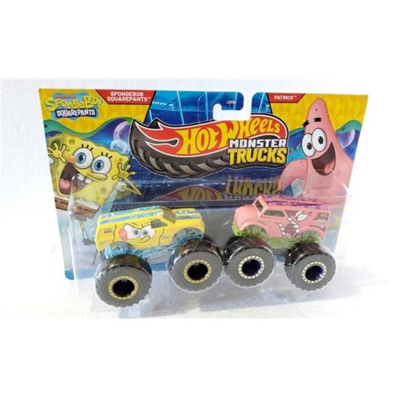 Hot Wheels Monster Trucks SpongeBob SquarePants vs Patrick Demolition Double 2PK - Picture 1 of 6